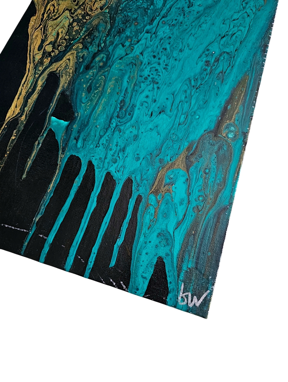 Abstract Drip Painting on Flat Canvas Panel - 9x12" - Picture 4 of 7